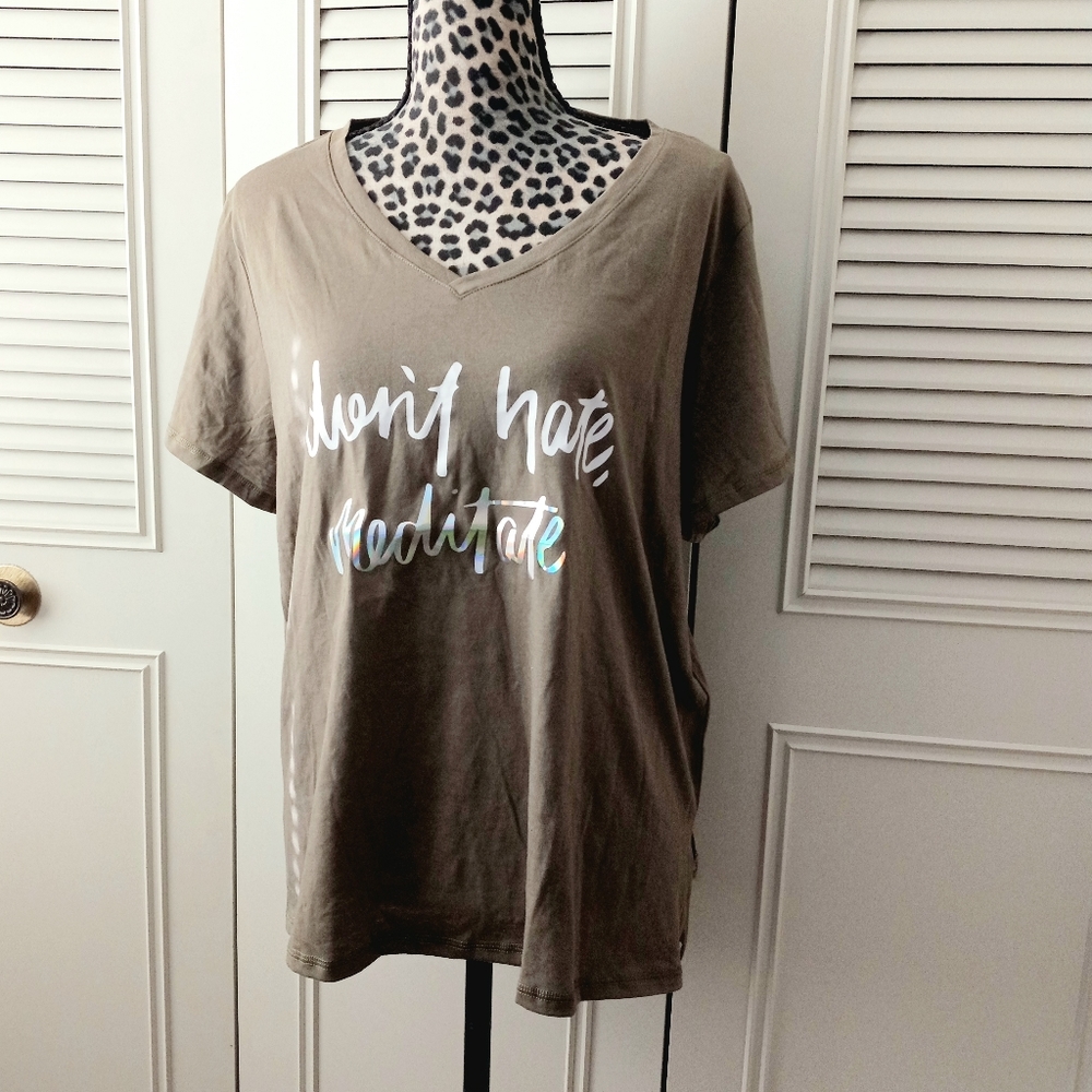Leg End 3X v-neck short sleeve tee Don't Hate Meditate